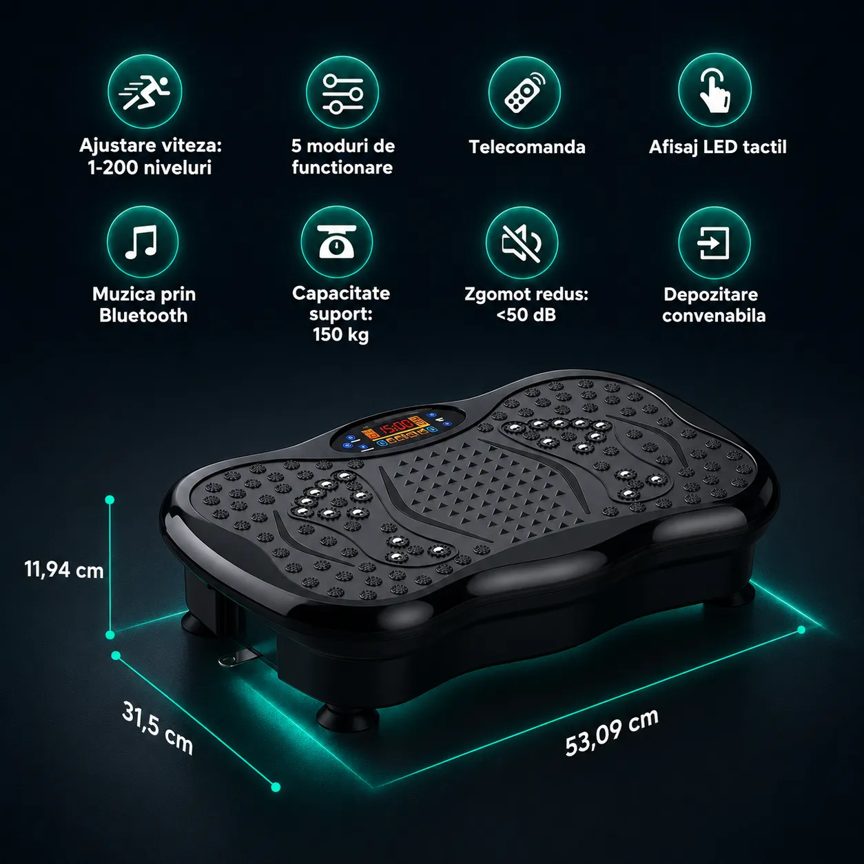 Timebox Fitness aparat vibromasaj negru magnetic 150kg
