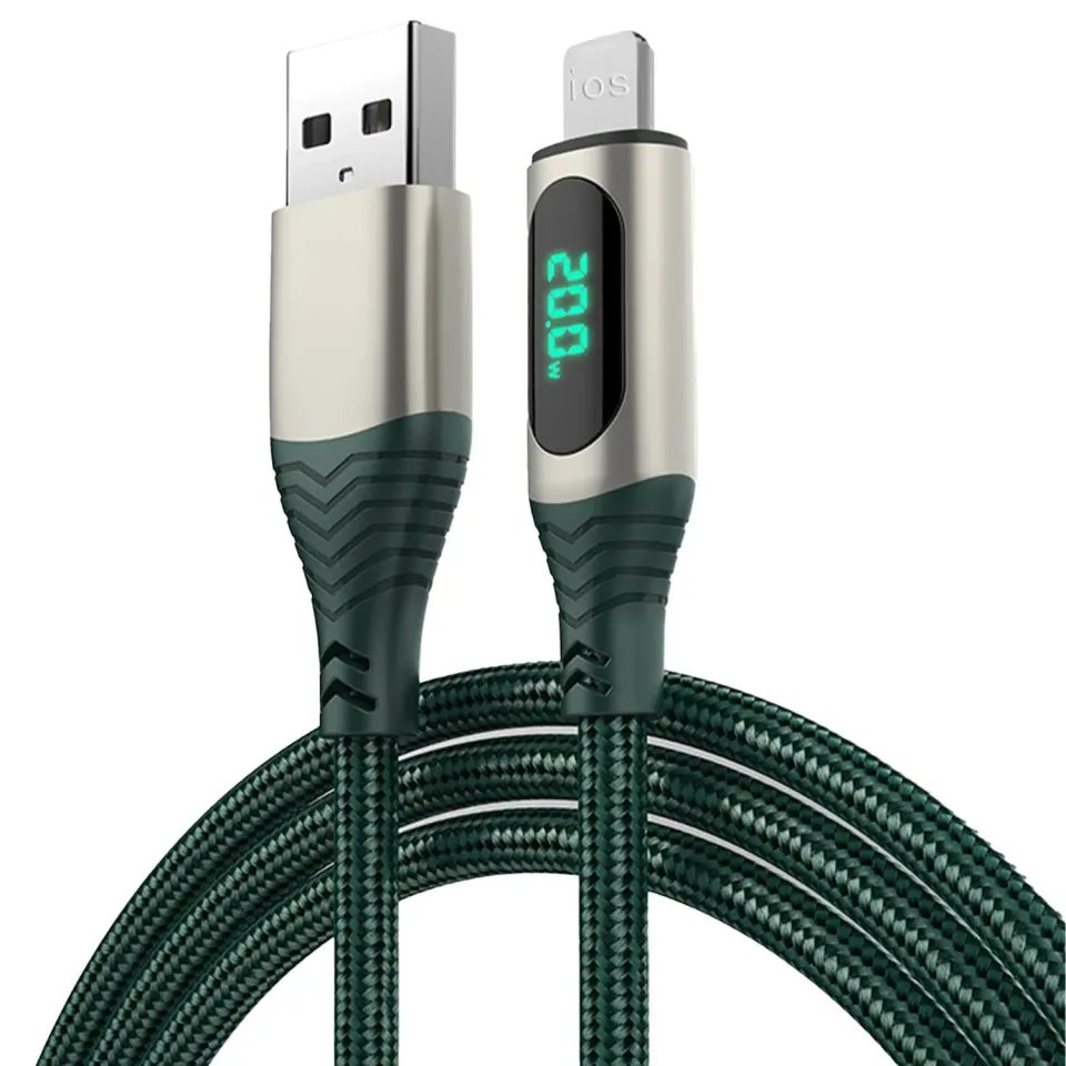 Timebox QC 3.0 cablu Lightning 1m verde afisaj LED