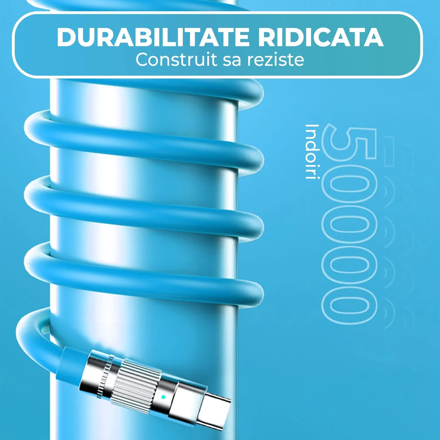 Timebox cablu incarcare USB-C la Type-C 60W albastru
