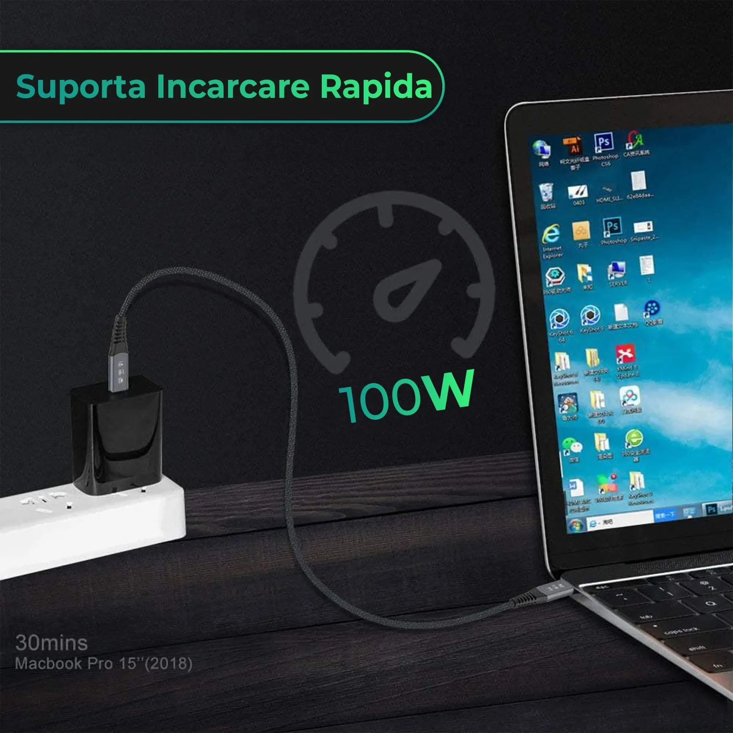 Timebox USB4 1,2m cablu Type-C 100W 8K