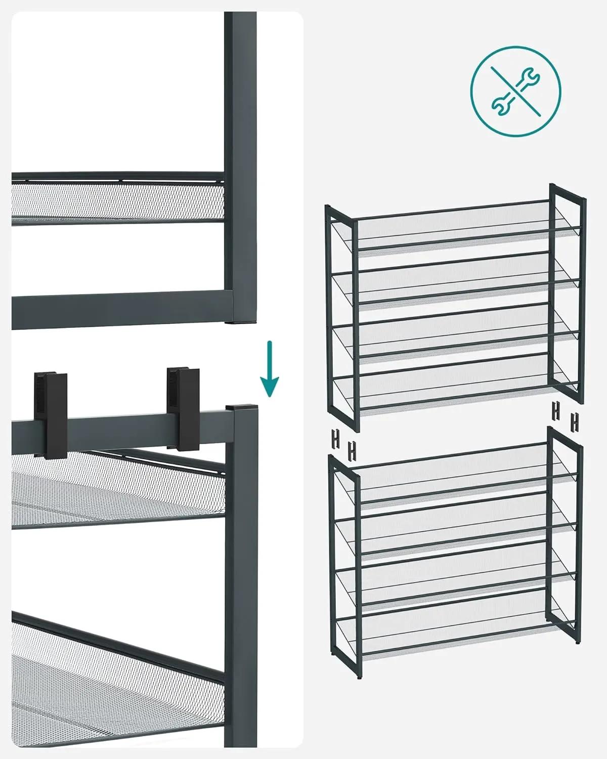 Timebox raft pantofi 8 niveluri gri 92x163cm
