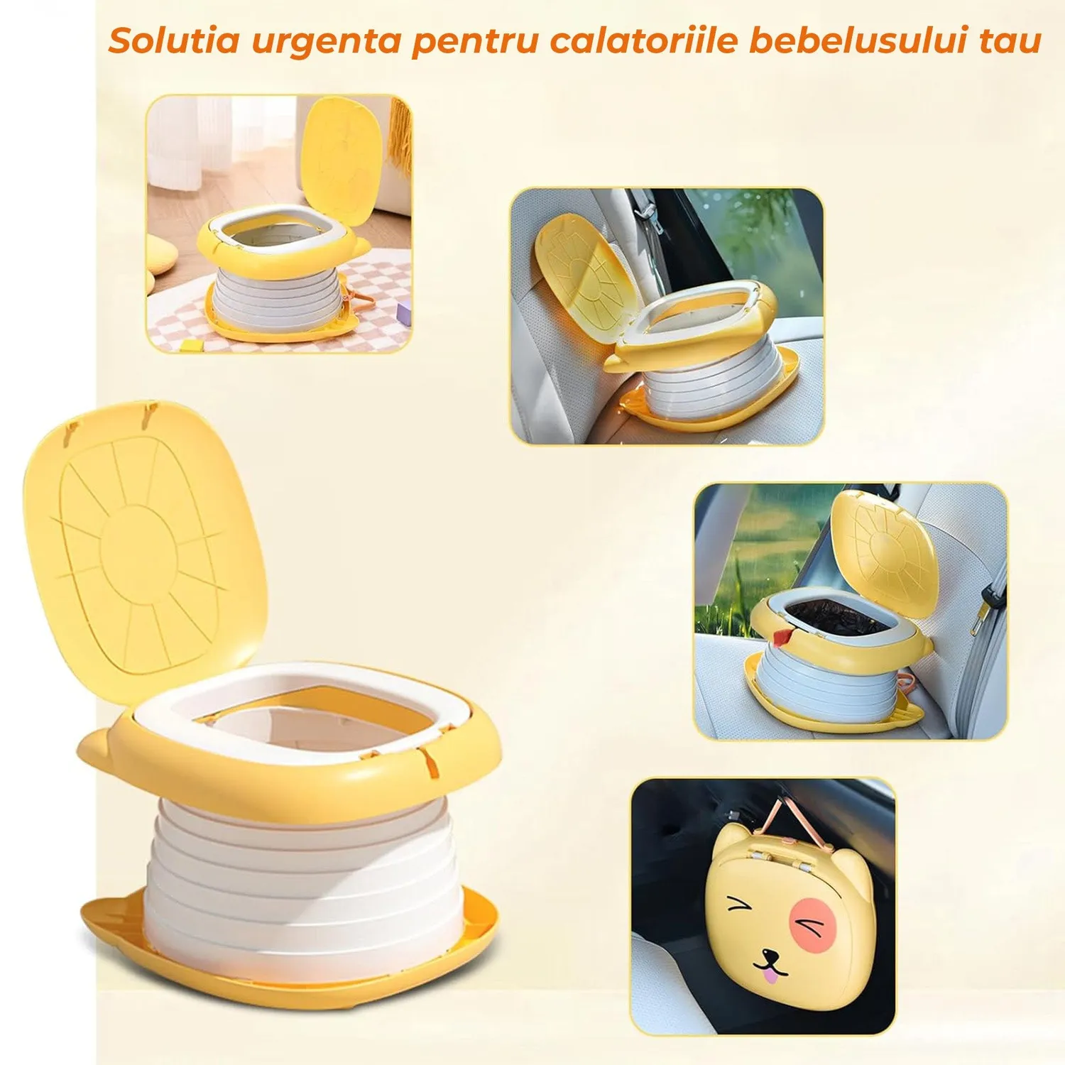 Timebox WC toaleta portabila copii galben pliabila