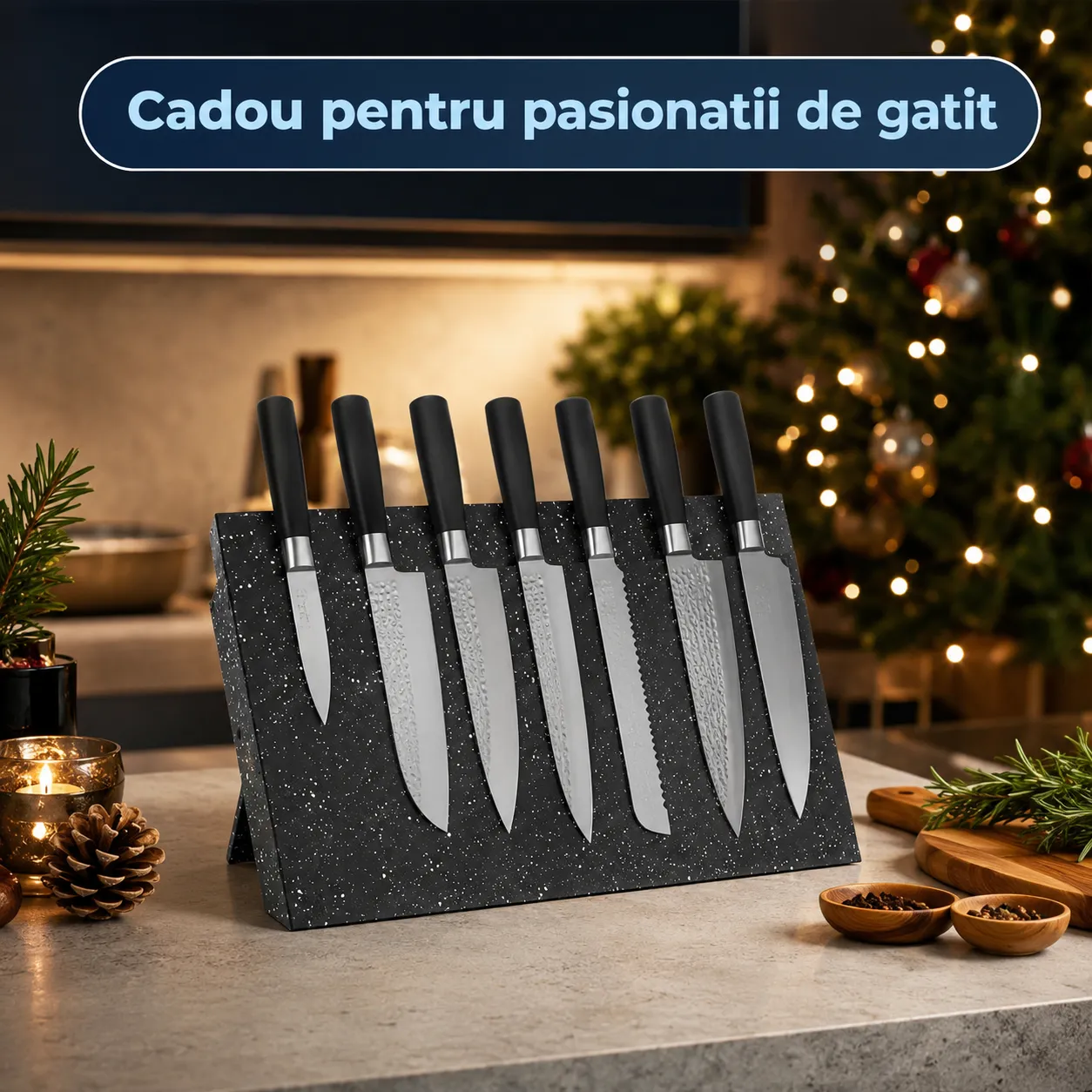 Timebox suport magnetic cutite 7-9 piese negru lemn