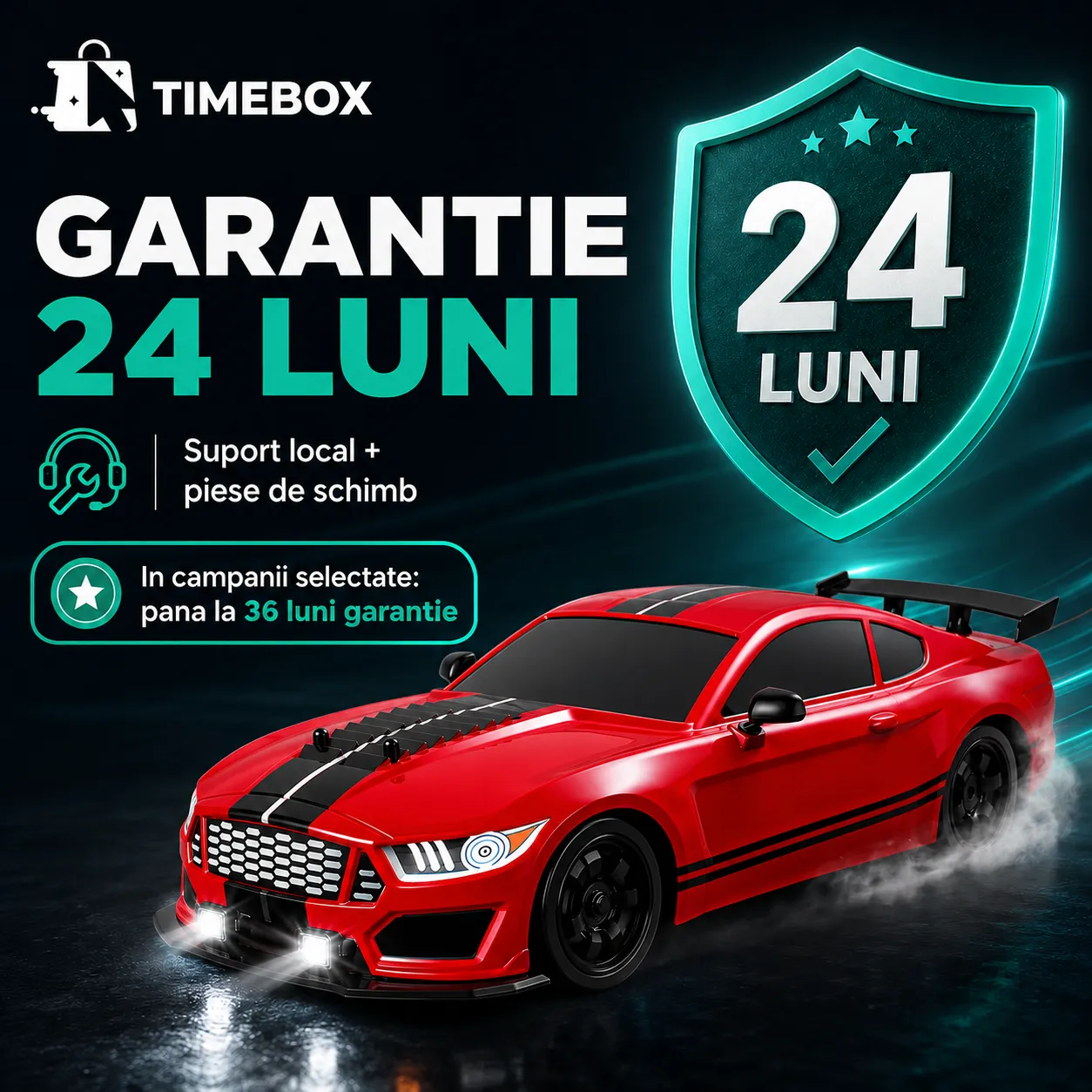 Masina Timebox Drift RC 1:16 masinuta 20km/h negru LED