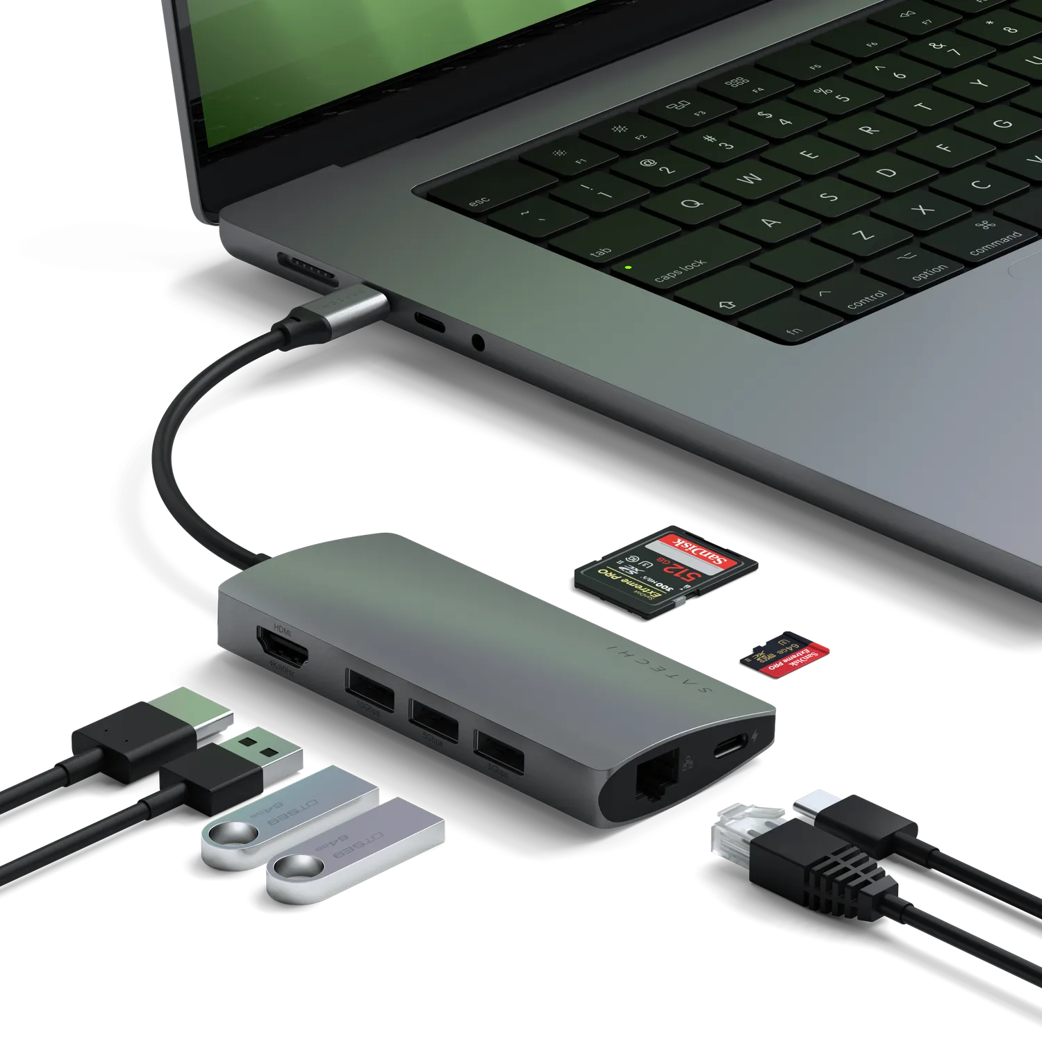 Satechi Multi-Port adaptor USB-C 4K Ethernet V2 gri