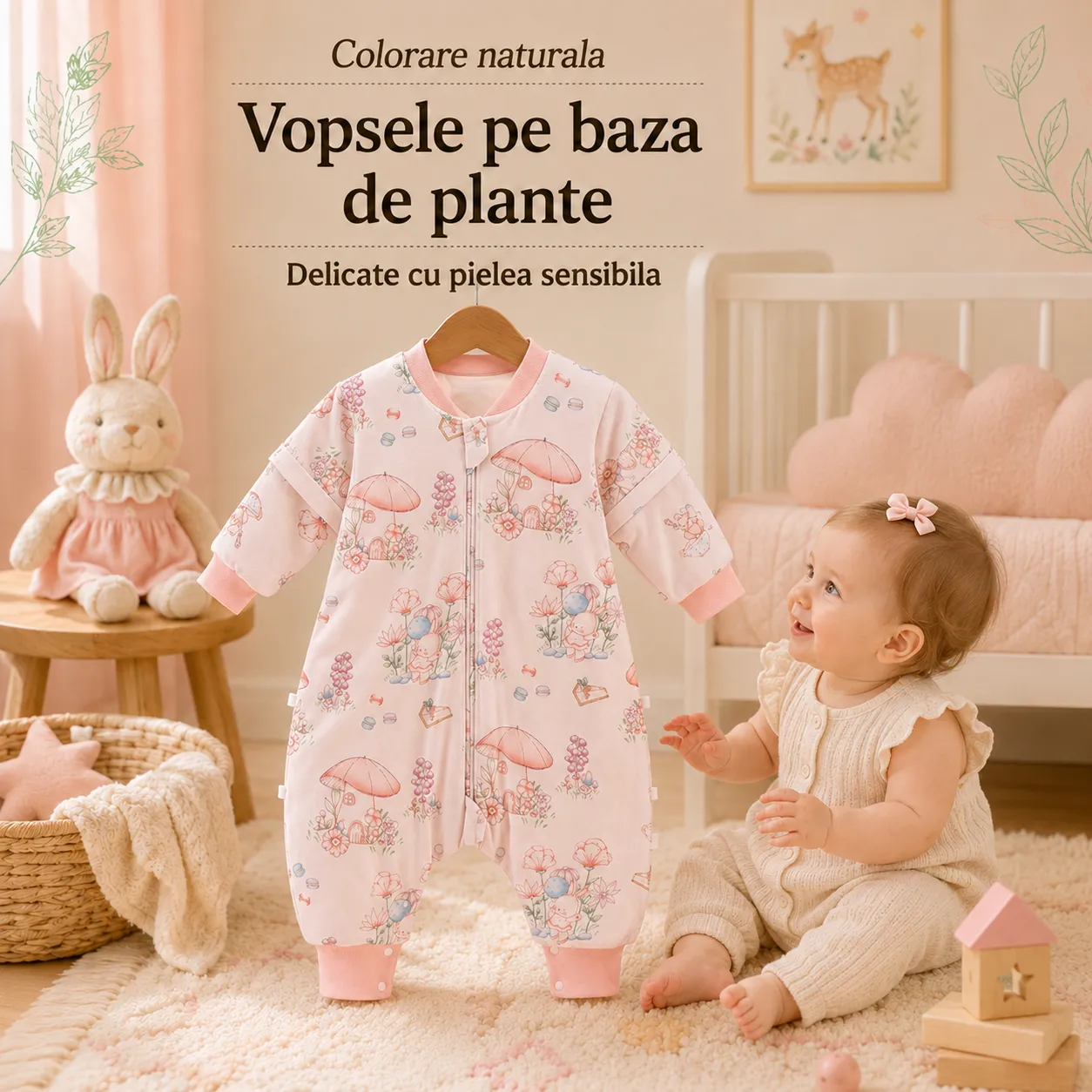Timebox sac dormit fetițe 2-4 ani mătase dud 120g