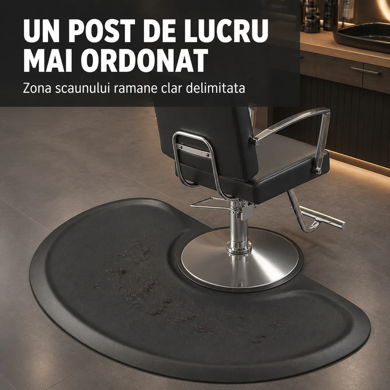 Timebox Covor Coafor Semicerc 91x122 cm Negru