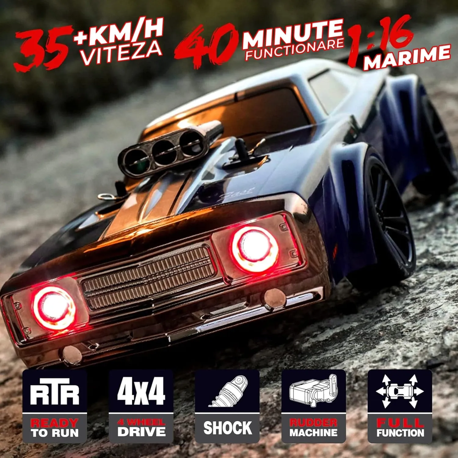 Timebox Drift Car mașină RC 1:16 4WD 38km/h albastră