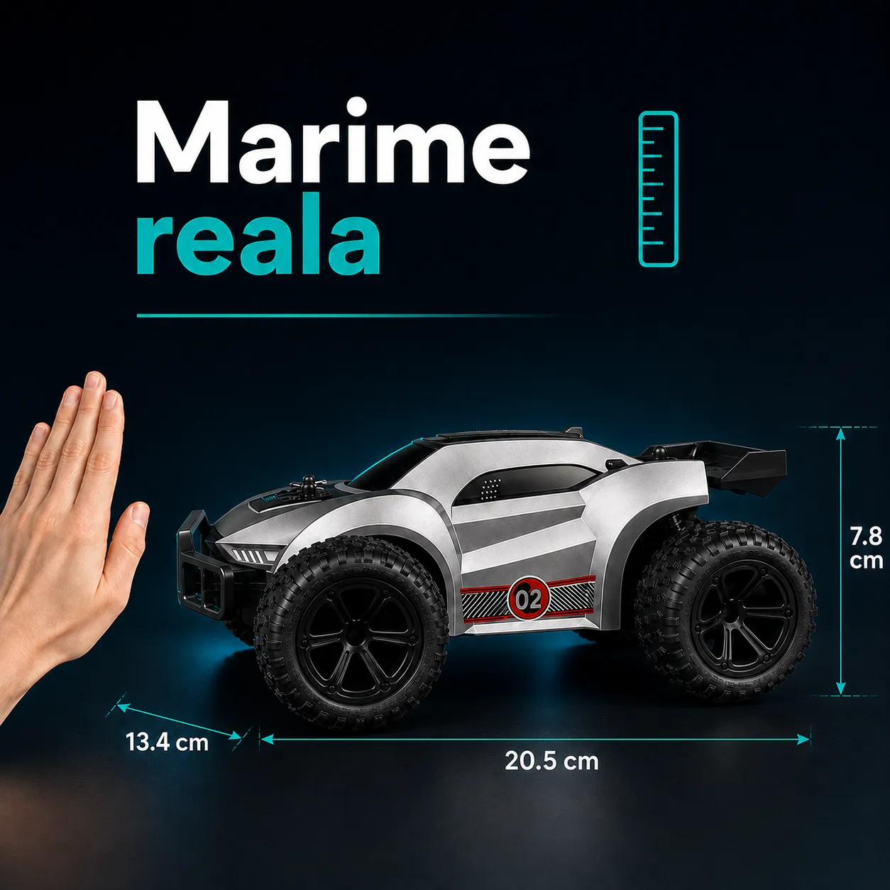Timebox 2.4G masina teleghidata argintiu LED
