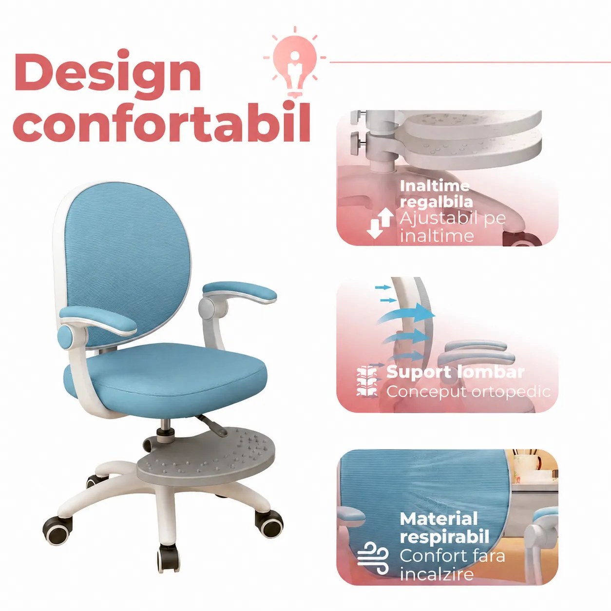 Timebox Scaun Copii Reglabil Ergonomic Albastru