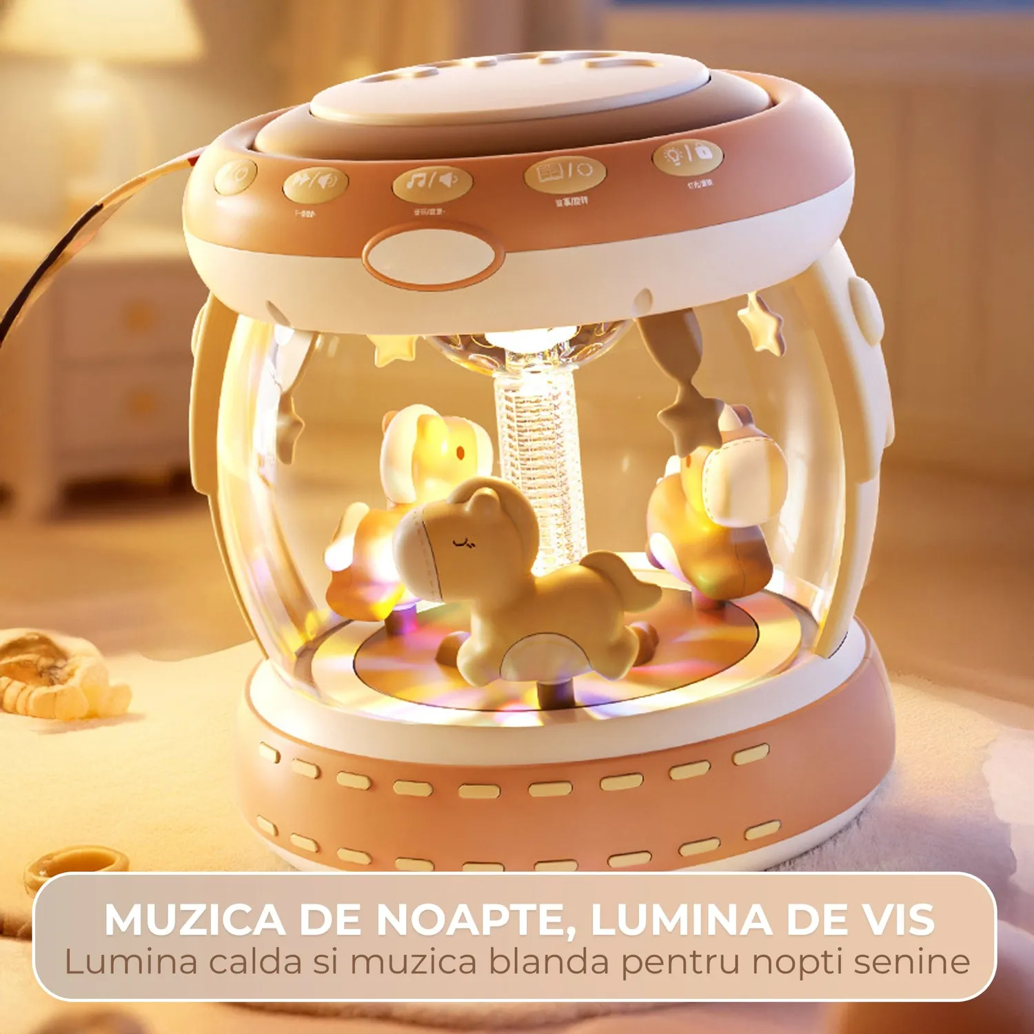 Timebox Hand Drum boxă interactivă bebeluși bej cu microfon