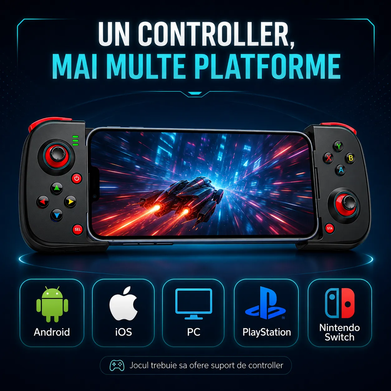Timebox Gamepad Controller Telefon Telescopic Negru