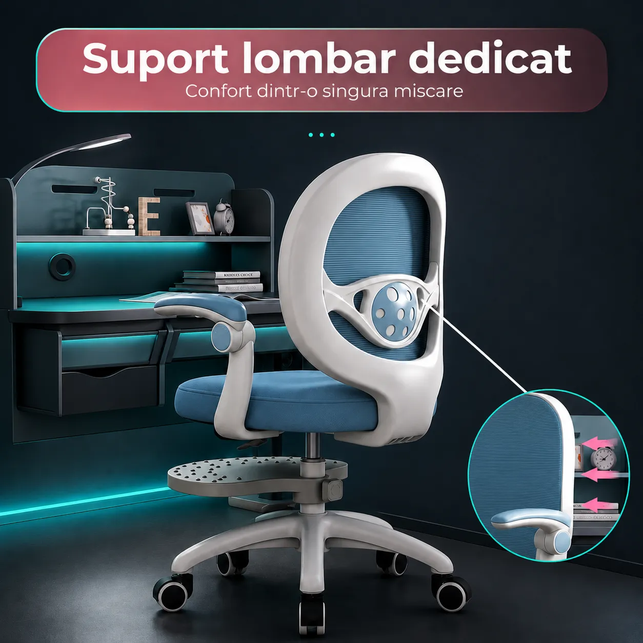 Timebox Scaun Copii Reglabil Ergonomic Albastru