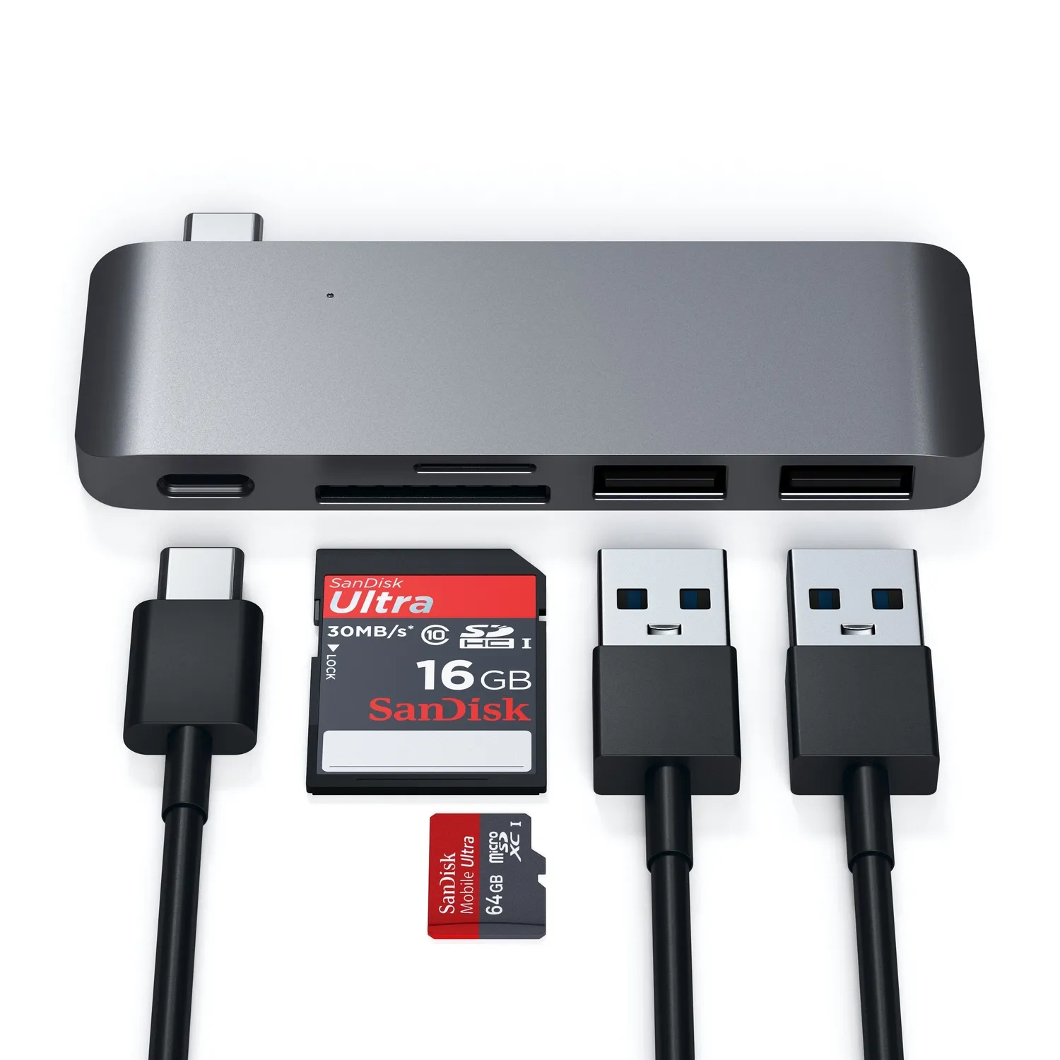 Satechi Type-C Pass-Through hub USB-C gri spatial