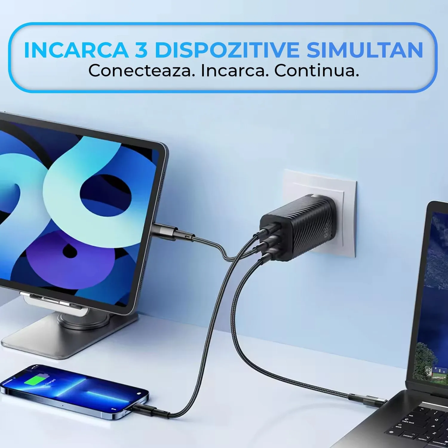 Timebox C 3 incarcator retea 65W negru 3 porturi