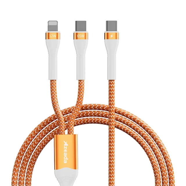 Timebox cablu 2in1 65W USB-C Lightning 1,5m portocaliu