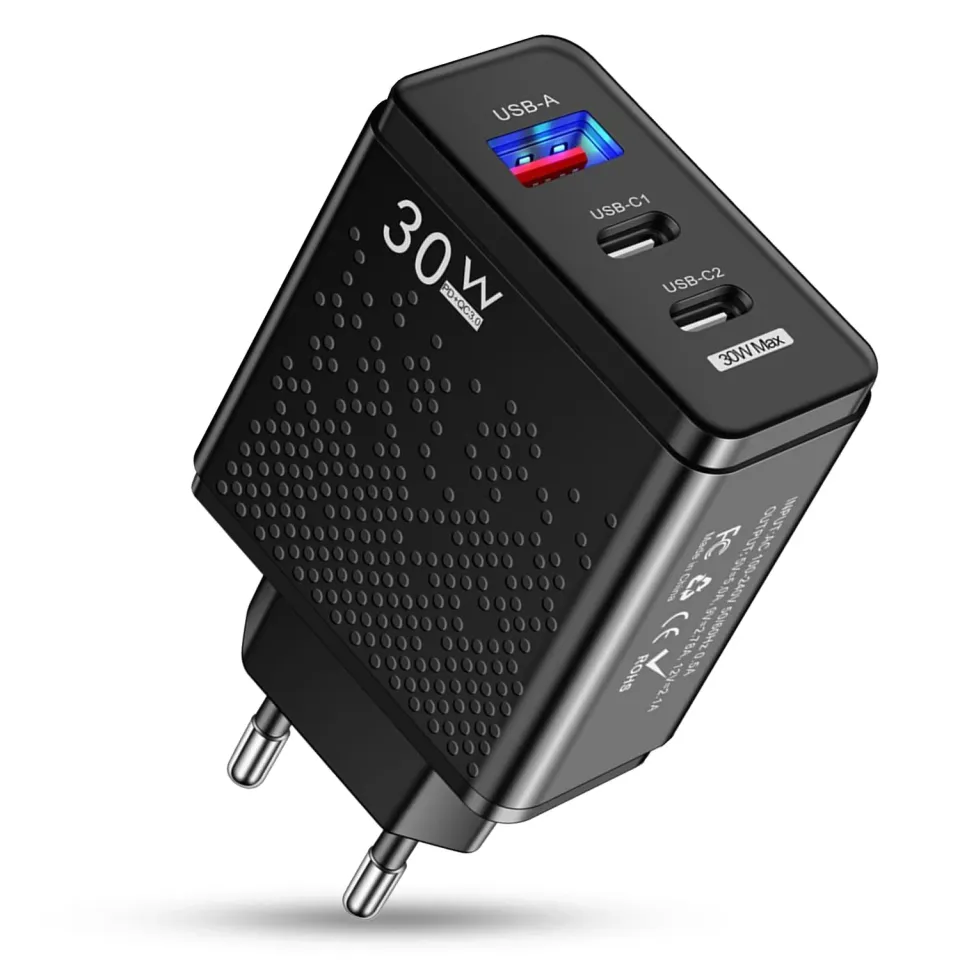Timebox 30W incarcator retea 3 porturi USB-C USB negru