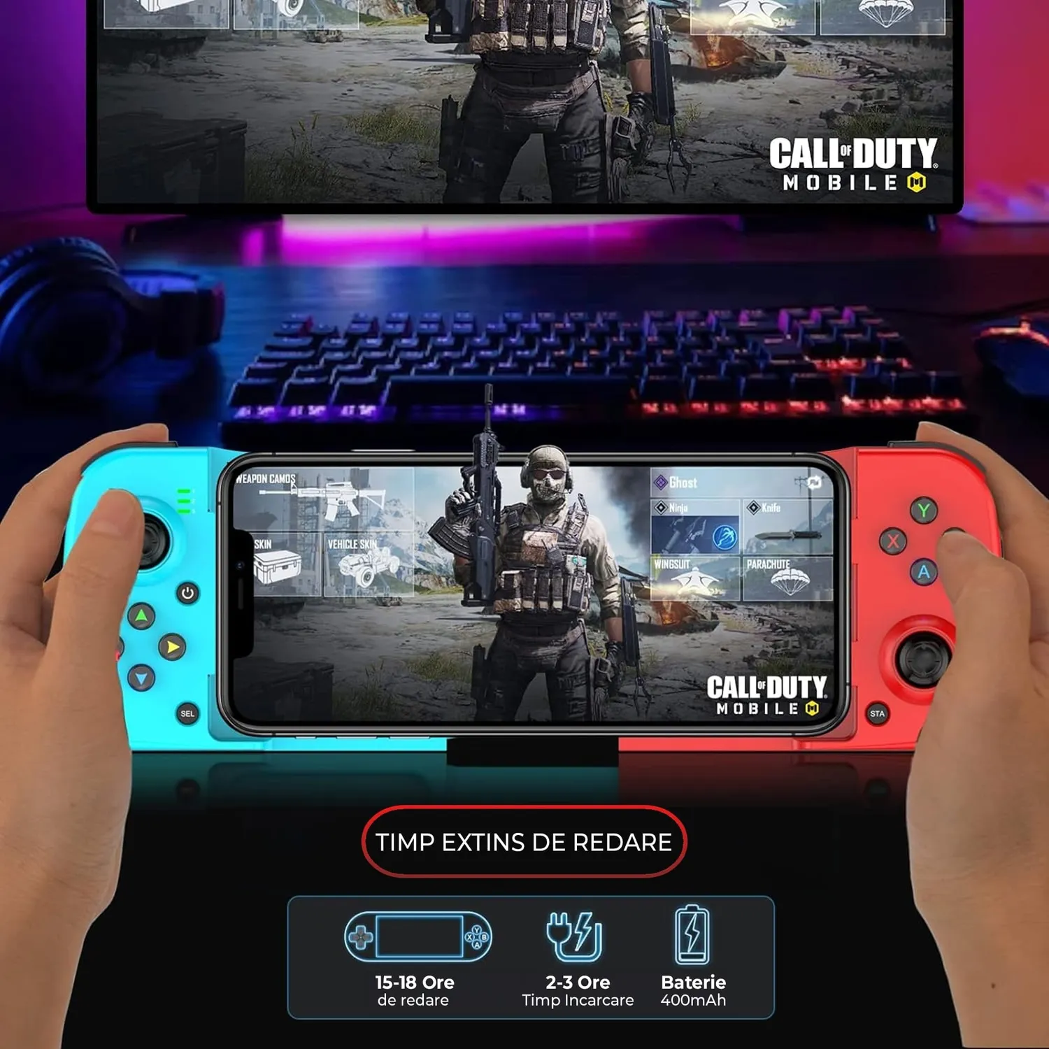 Timebox GamePad controller gaming Rosu wireless Bluetooth