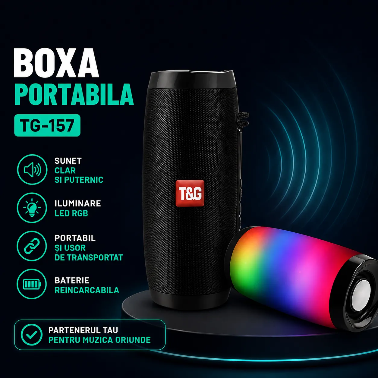 Timebox Boxa Portabila RGB Bluetooth Waterproof 360