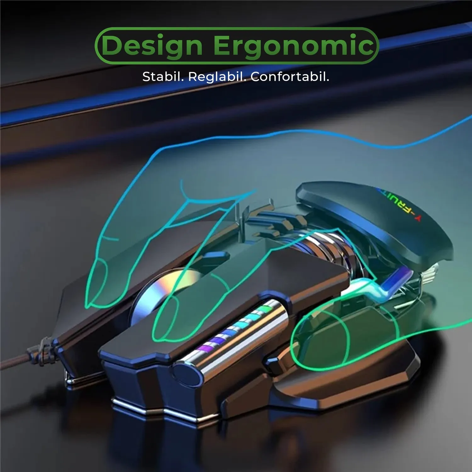Timebox mouse gaming wireless negru 3200 DPI RGB