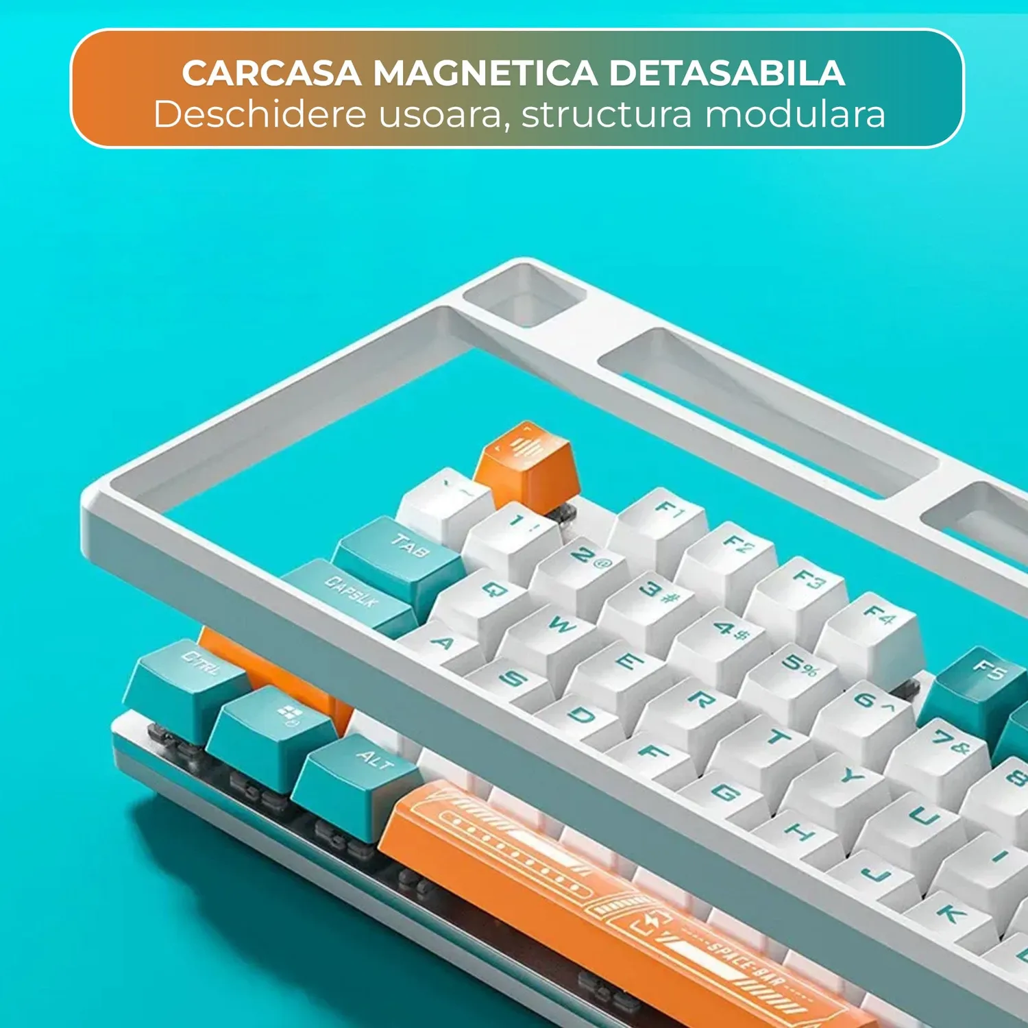 Timebox Tastatură Mecanică Gaming 104 Blue Switch Alb RGB