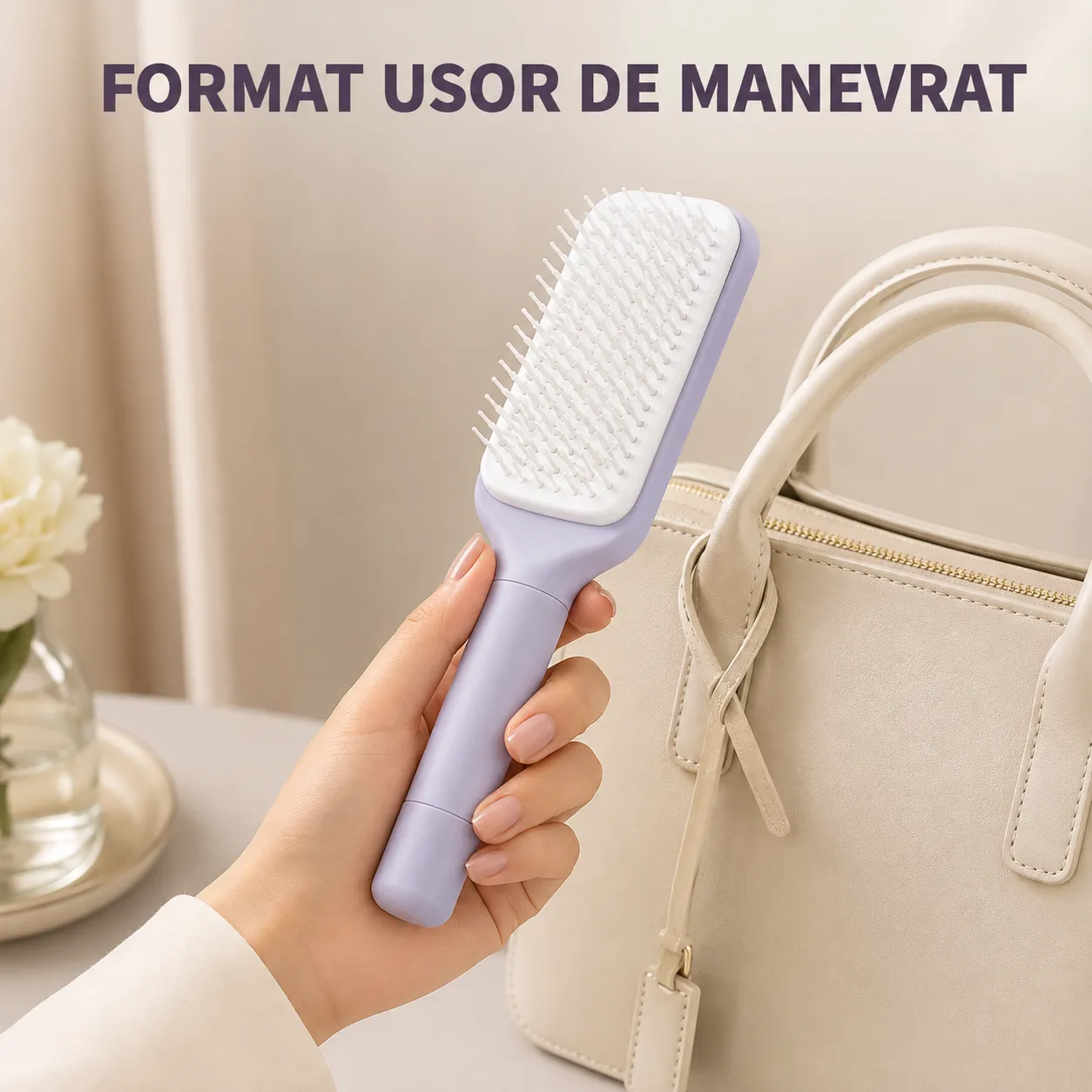 Timebox perie de păr rotativă violet retractabilă