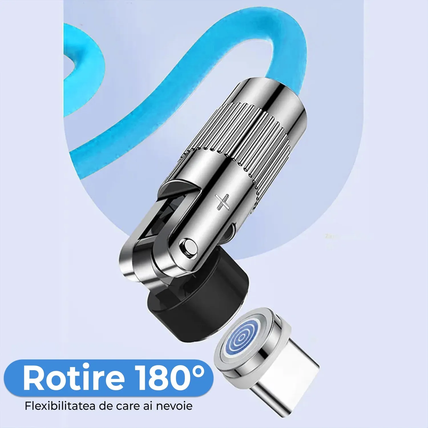 Timebox Cablu Date 3 în 1 Albastru 120W Magnetic 1,8m