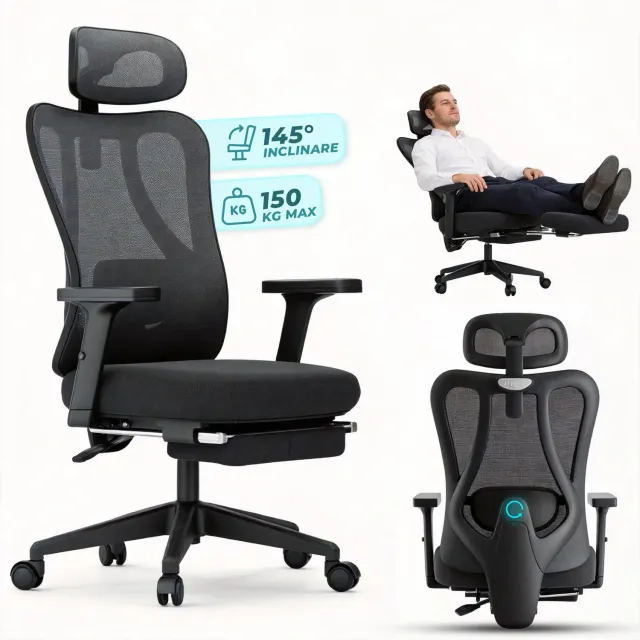 Timebox Ergonomic scaun birou negru mesh