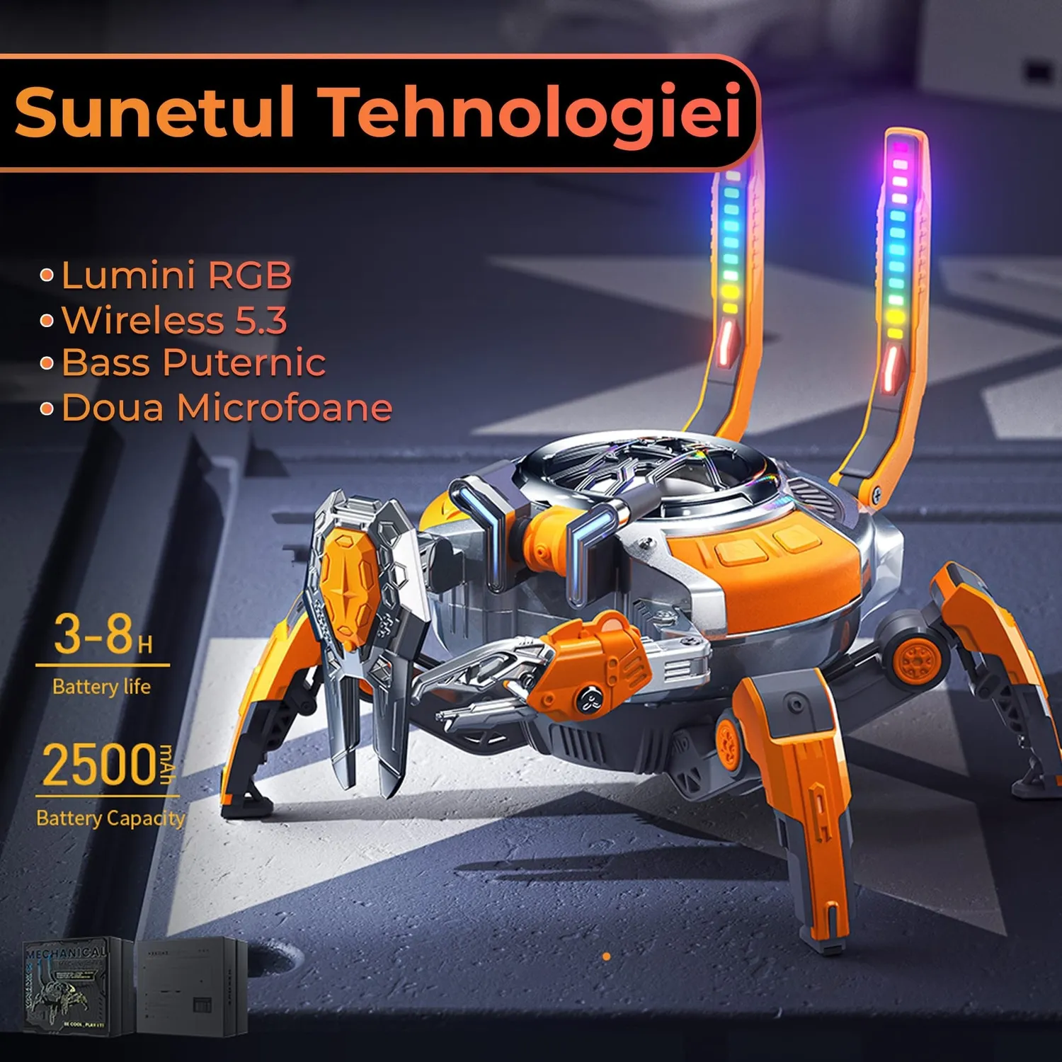 Boxă portabilă Timebox RGB Bluetooth 5.0 10W stereo