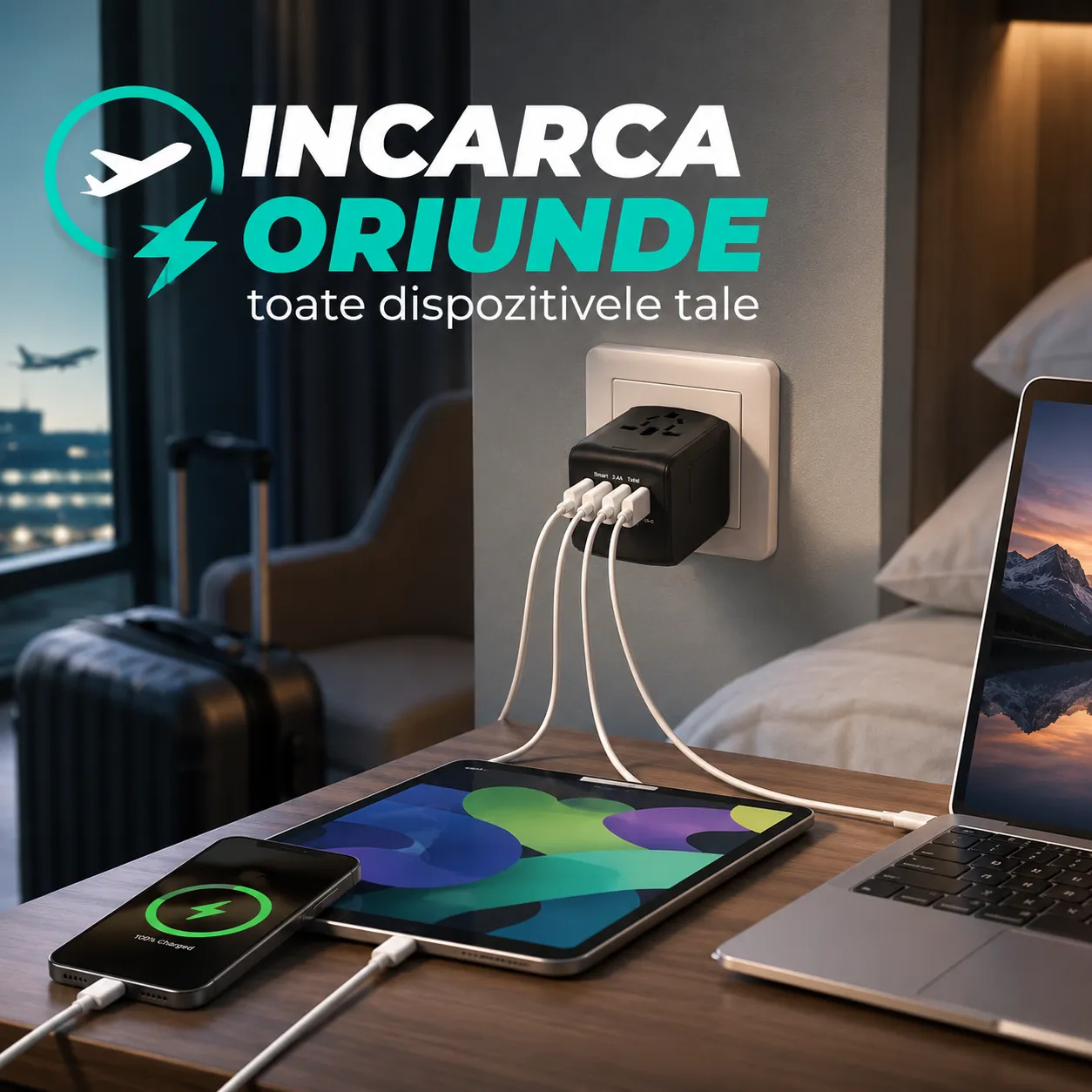 Timebox Adaptor Universal Calatorie 3 USB Type-C Negru