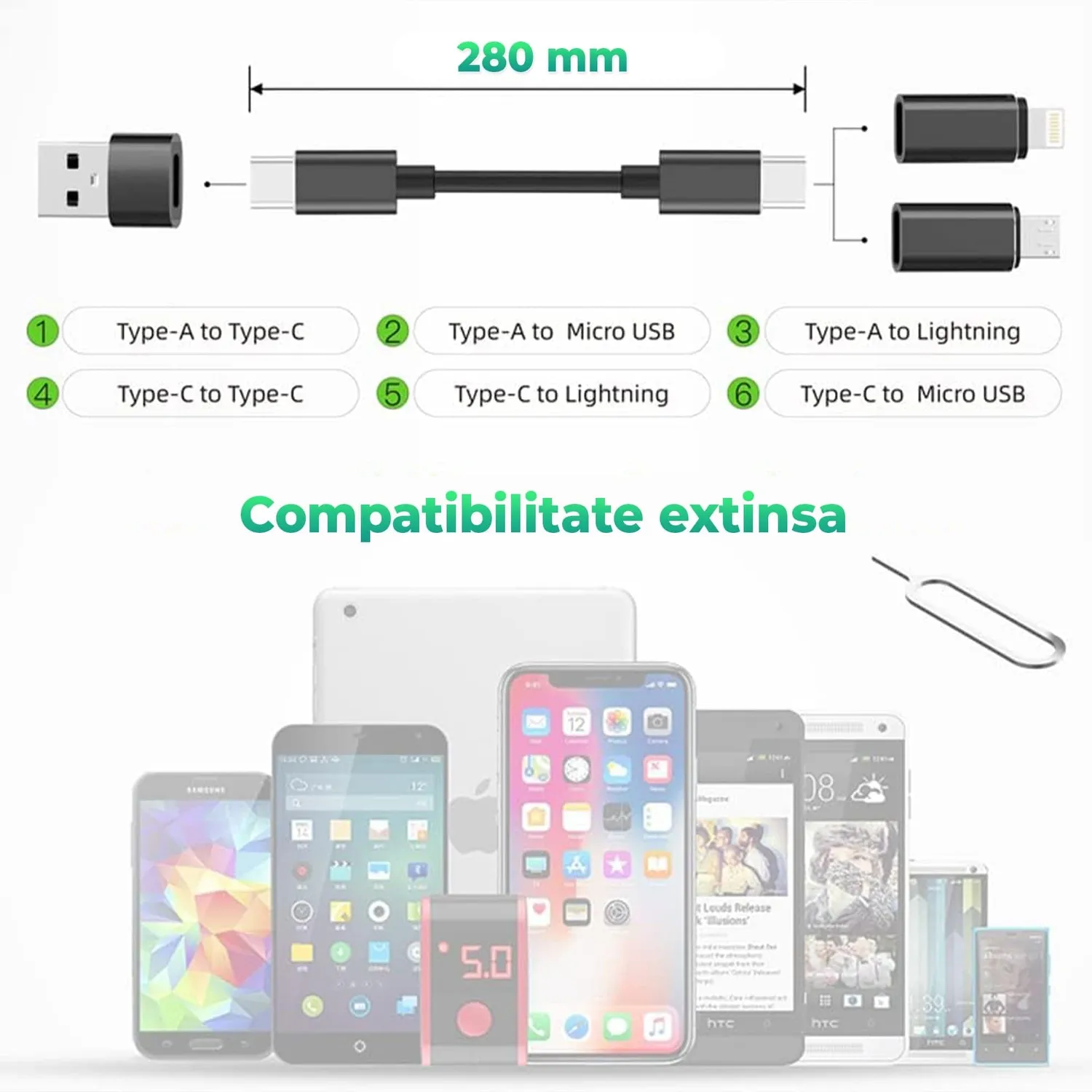 Cablu Timebox 5 in 1 60W negru multifunctional