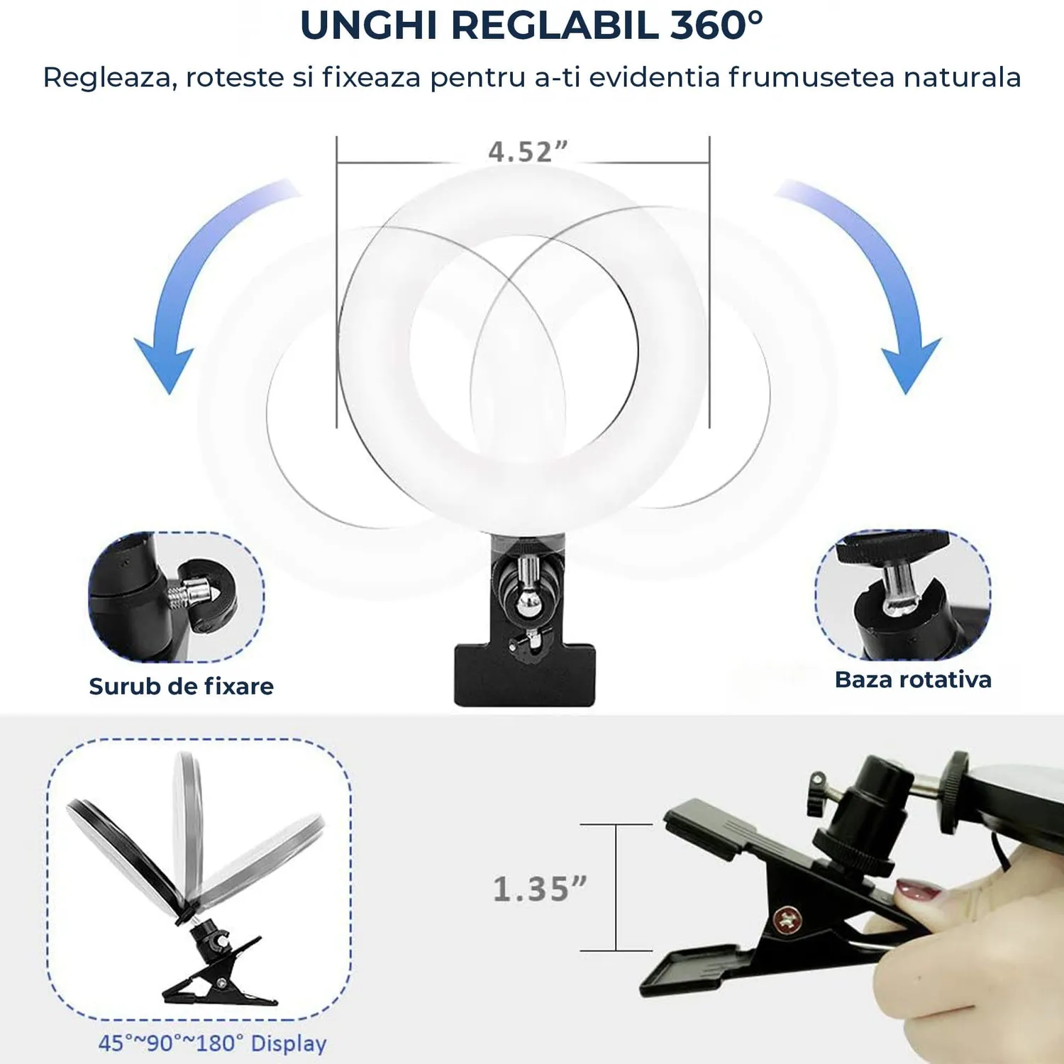 Timebox Ring Light lampă LED videoconferință USB