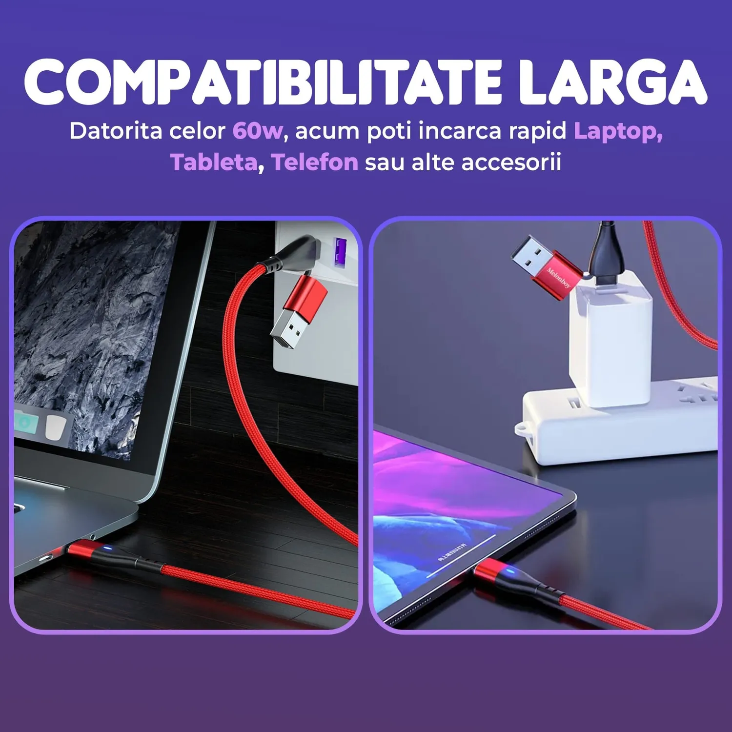 Timebox cablu 6 in 1 2m roșu 60W fast charge