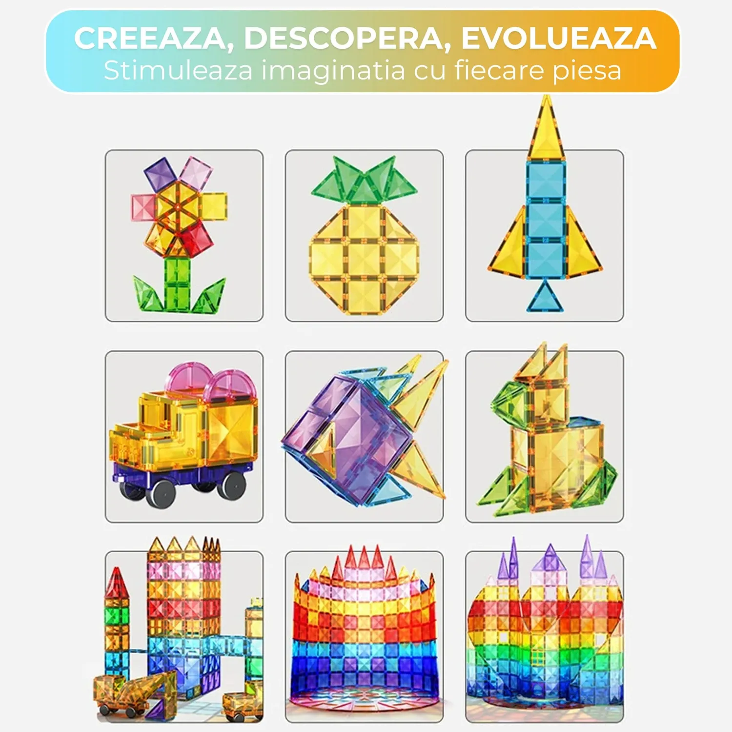Timebox set constructii magnetice 60 piese 3+