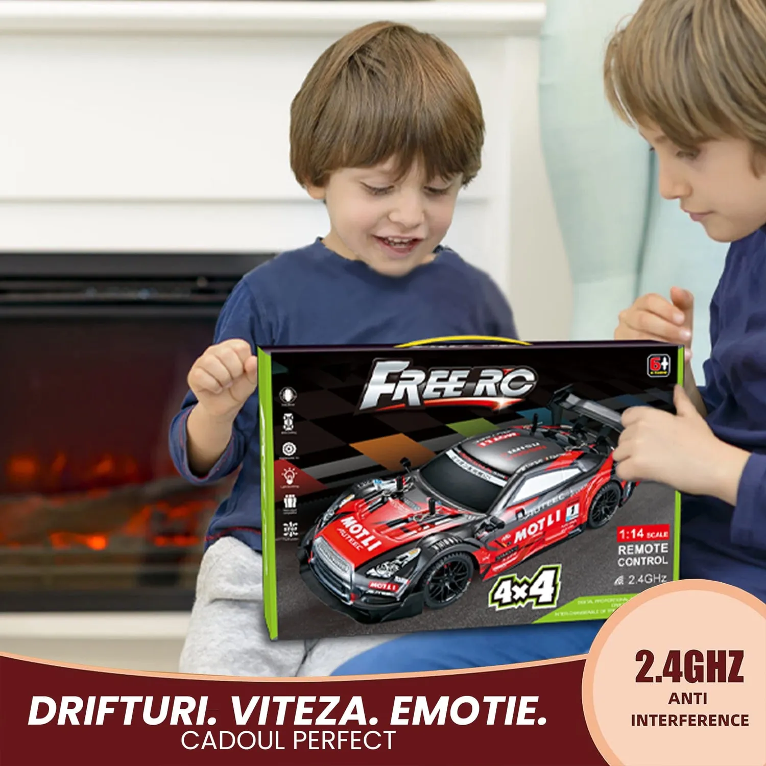 Timebox Masina RC 30km/h 1:16 4x4 drift albastra