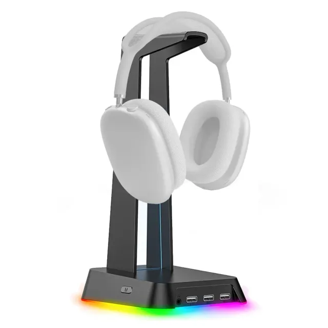 Timebox suport casti gaming RGB Negru 3x USB Jack 3.5mm