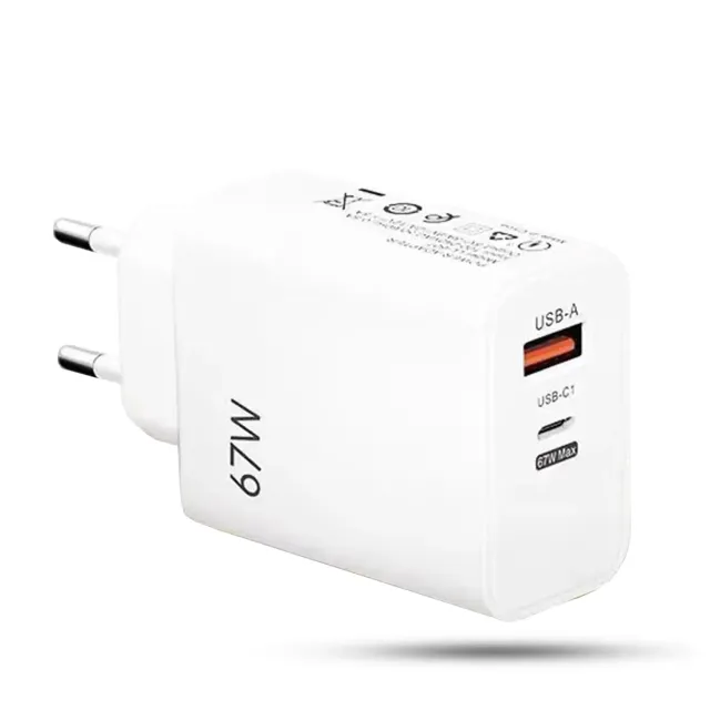 Timebox Încărcător rețea 67W 2 porturi alb fast charge