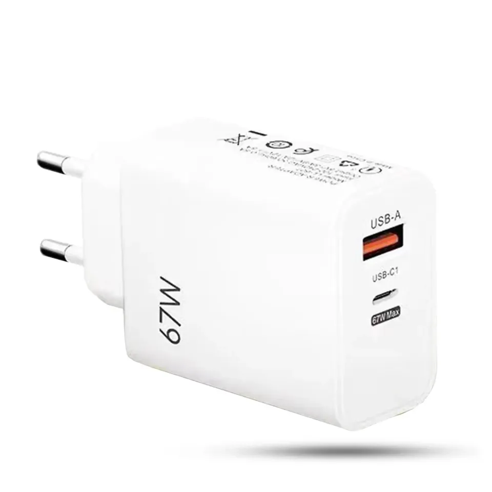 Timebox Încărcător rețea 67W 2 porturi alb fast charge