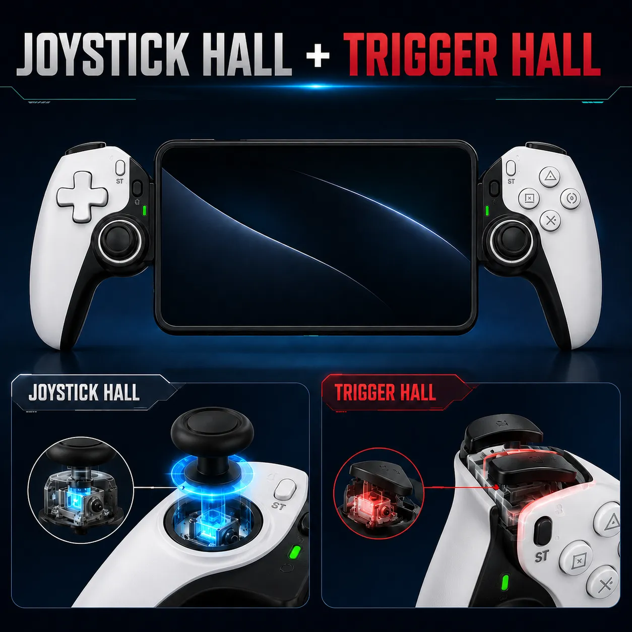 Controller Timebox gaming wireless Hall joystick alb