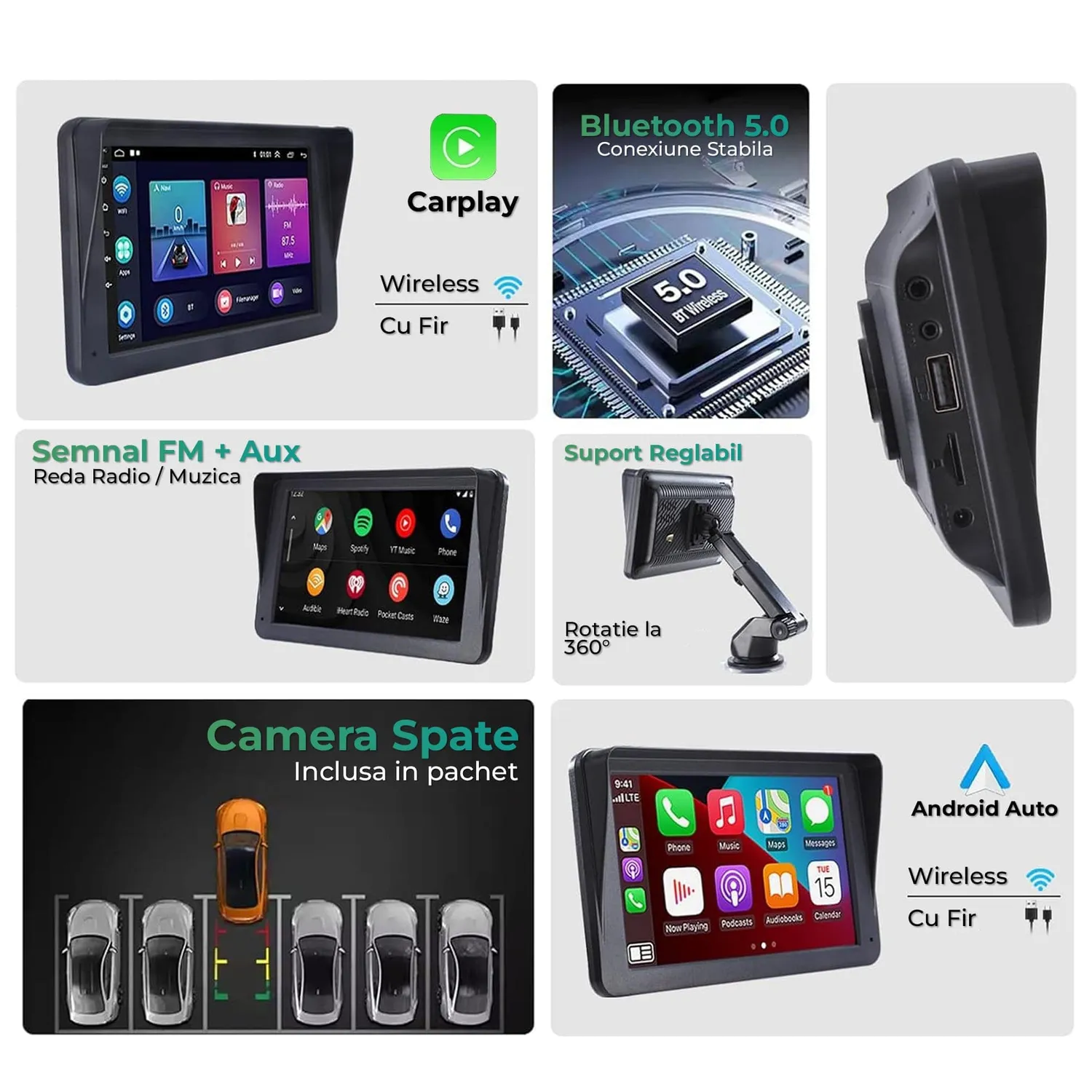 Timebox Navigație auto 7 inch HD CarPlay Android Auto
