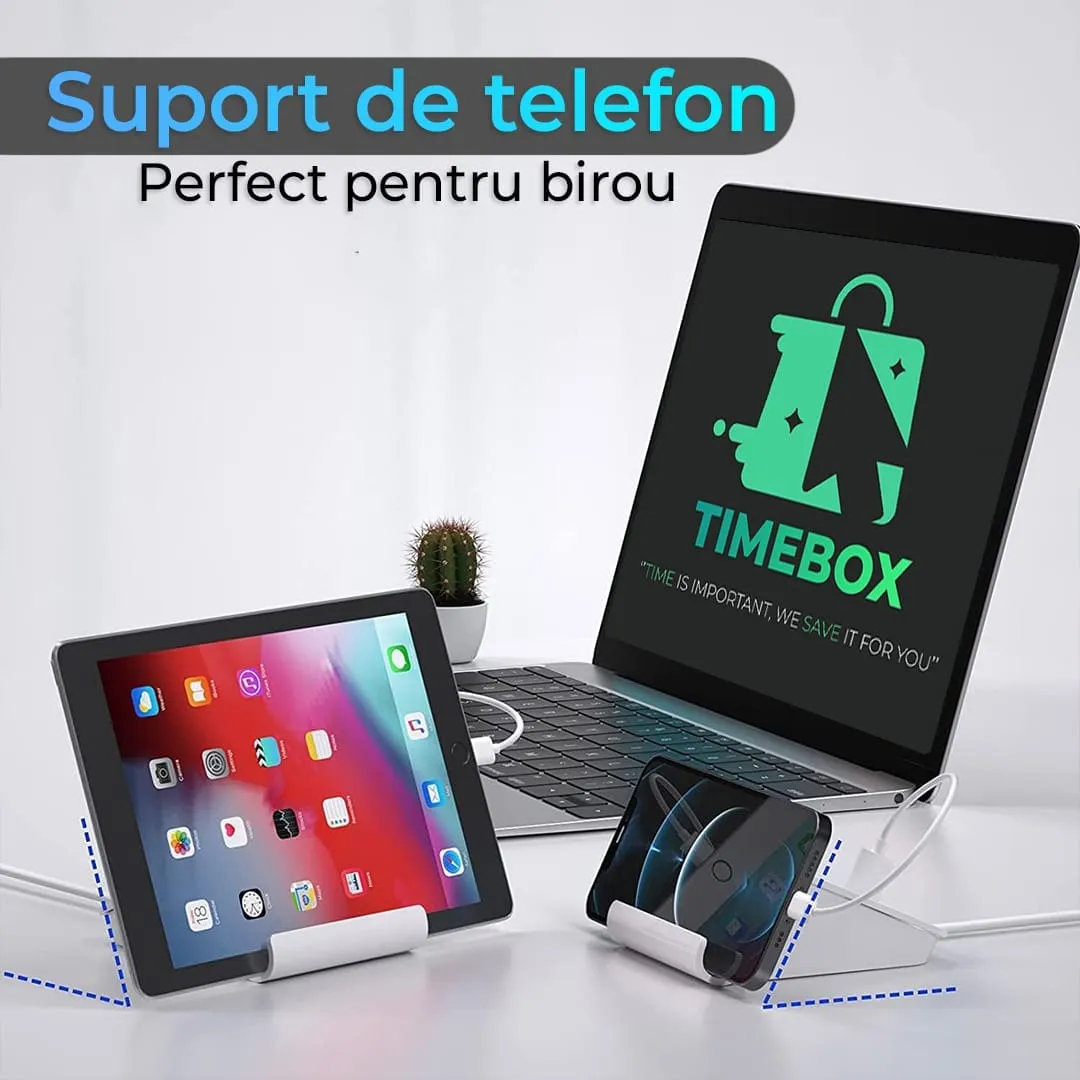 Timebox 45W 4 porturi încărcător rețea alb cu suport