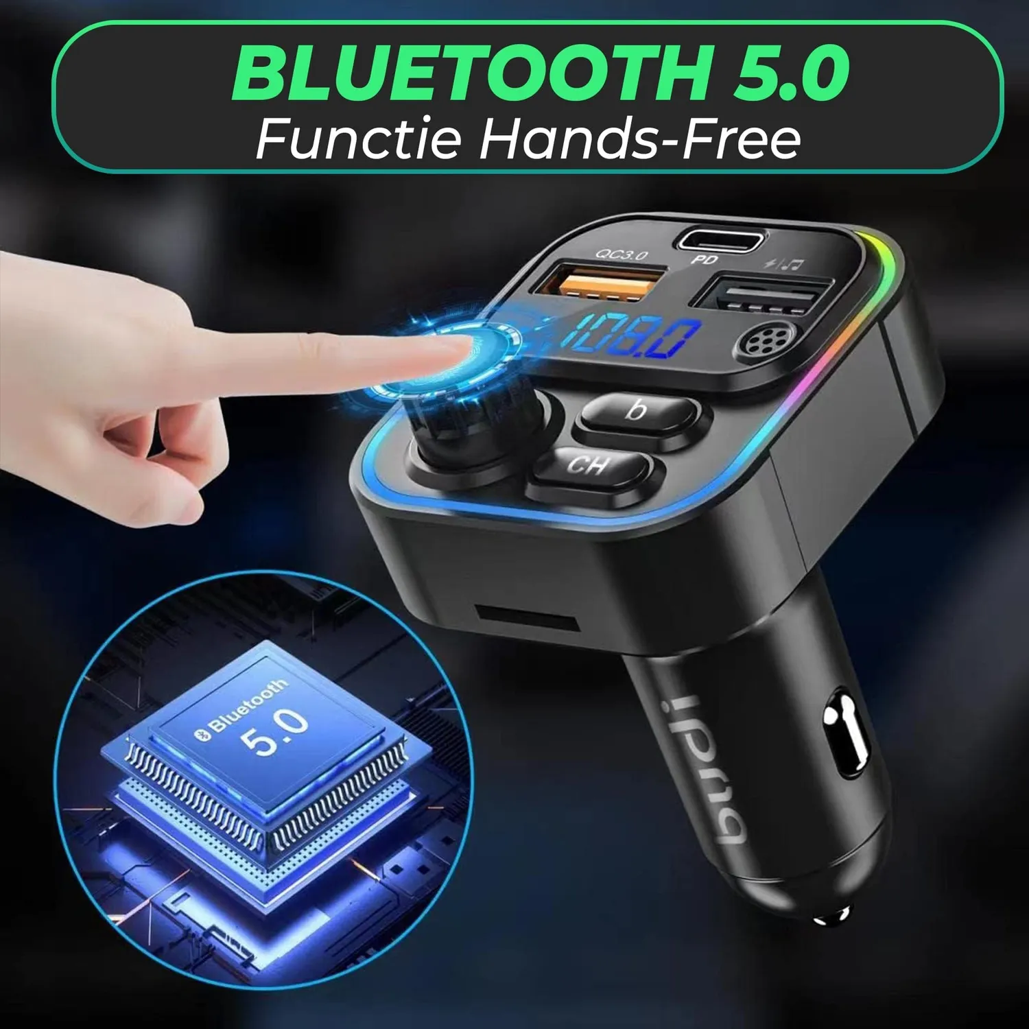 Modulator FM auto Timebox 20W Bluetooth 5.0 hands-free