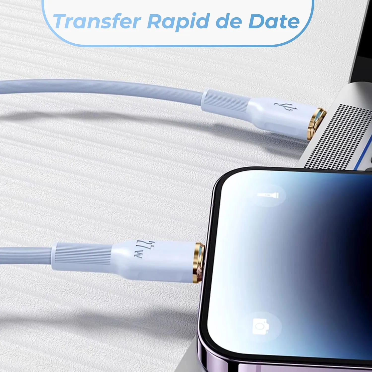 Timebox Fast Charge cablu USB-C Lightning 27W 1,5m albastru