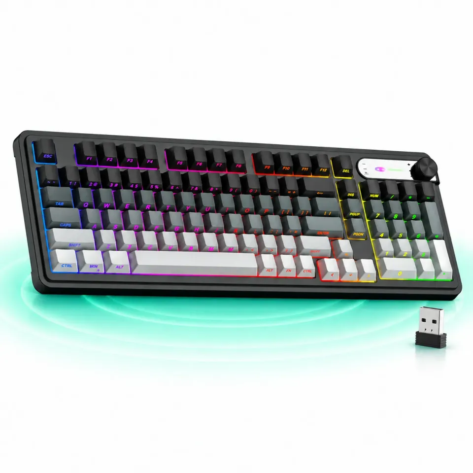 Timebox 98% Tastatură wireless tri-mode negru RGB knob