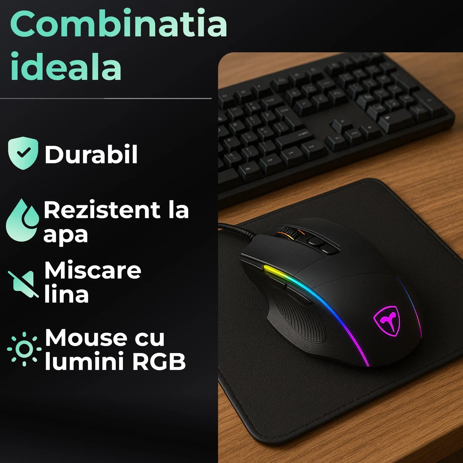 Timebox Pachet Mouse Gaming 5000 DPI + Mousepad 30x24
