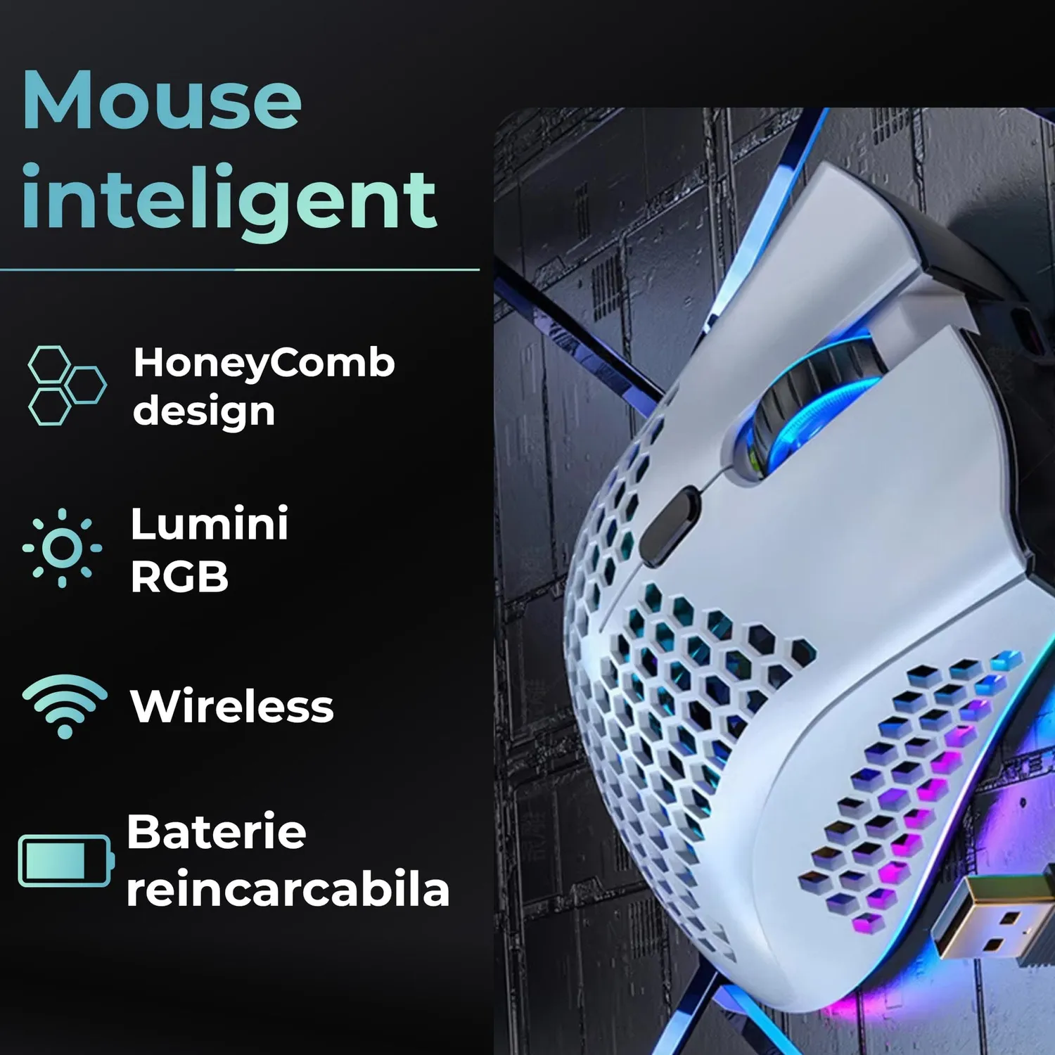 Timebox Set Mouse Gaming Wireless 95g RGB + Mousepad 30x24cm
