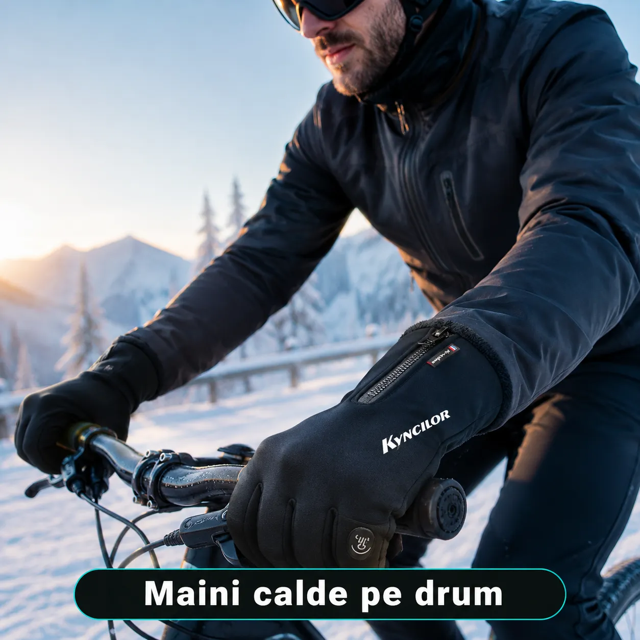Timebox mănuși sport iarnă M negre tactile