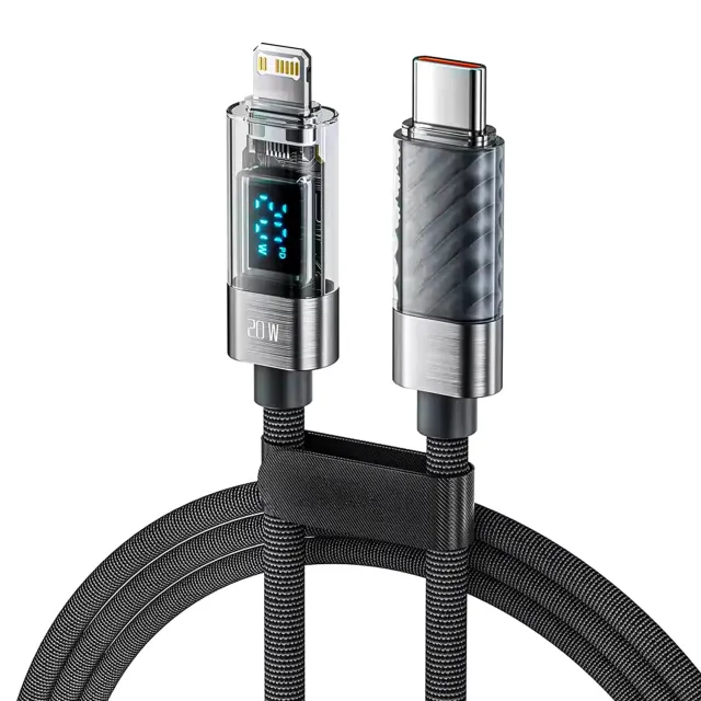 Timebox Cablu USB-C la Lightning 20W 2m gri nylon