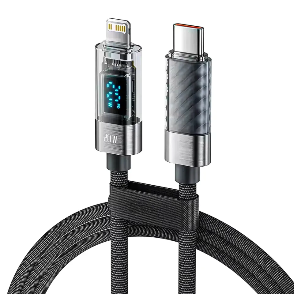 Timebox Cablu USB-C la Lightning 20W 2m gri nylon