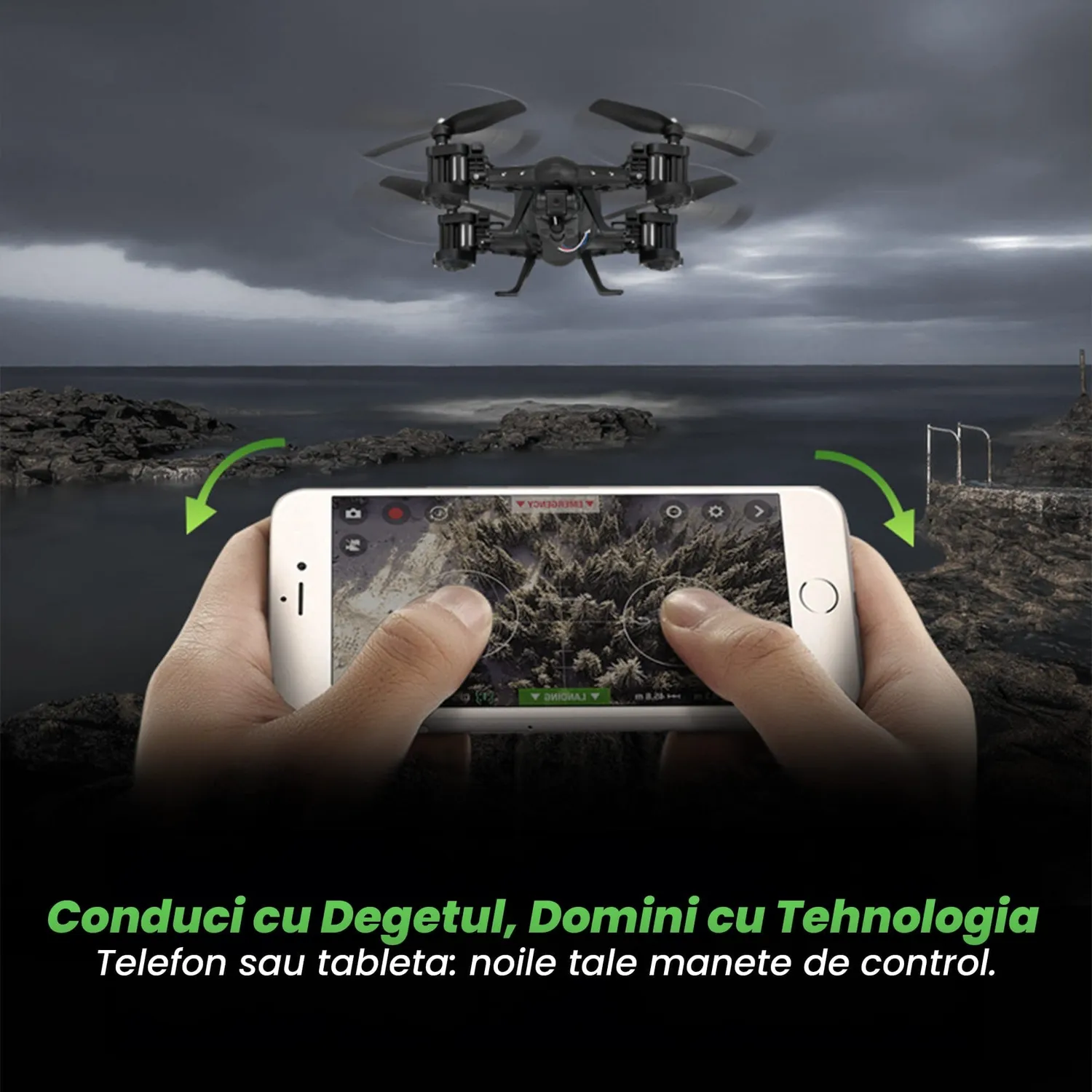 Timebox Drona cu telecomanda WiFi 720P neagra 120m